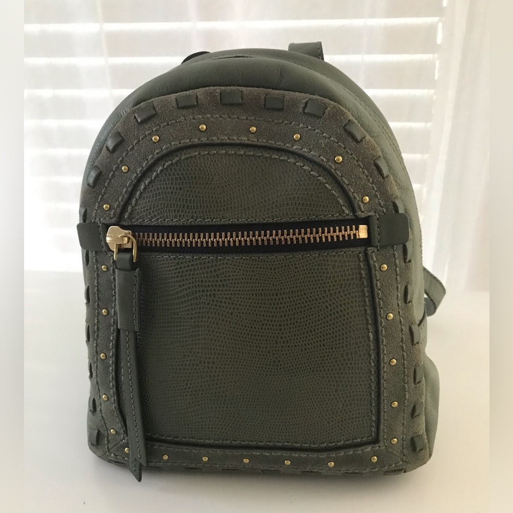 NEW!! FOSSIL COW HIDE Leather Backpack Purse Handbag Olive Green.